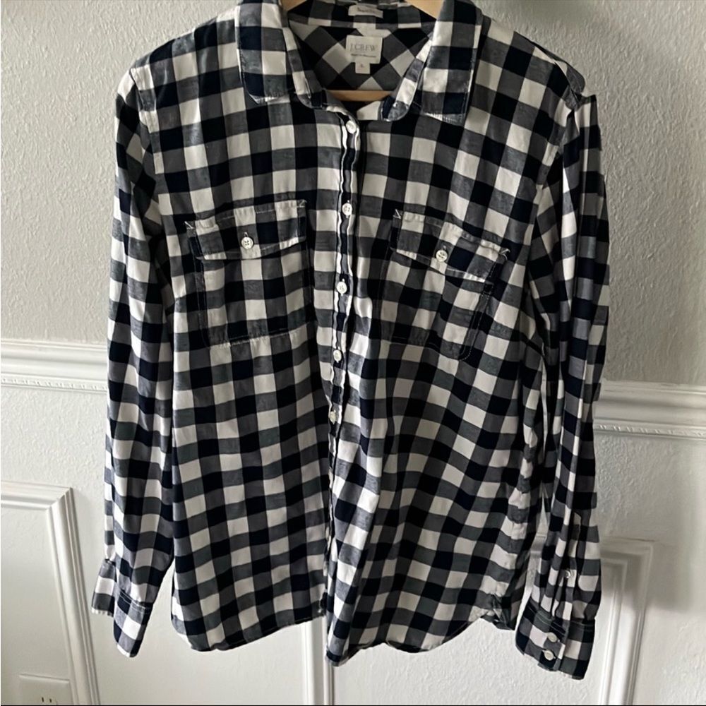 J. Crew Black and White Casual Button Down Shirt